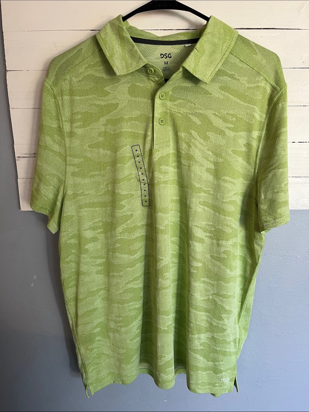 DSG Lime Green Camoish Short Sleeve Polo